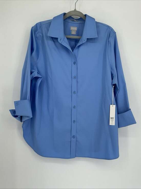 Chico's Tops - Chico's Women Blue 3 Button-up Collar 3/4 Sleeve Top XL
